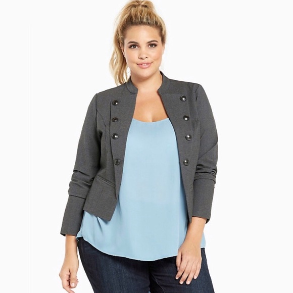 torrid Jackets & Blazers - Torrid Pointe Military Open Gray Jacket